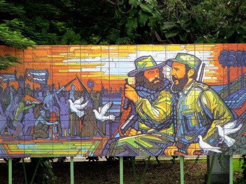 Fidel Castro and Camilo Cienfuegos immortalised in rainbow hues, Plaza De La Revolucion