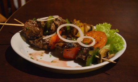 One skewer is horse, the other is beef - but which one?